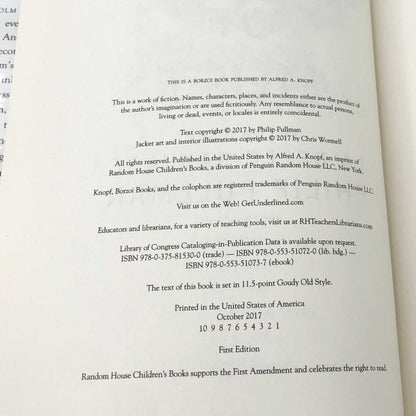 The Book of Dust Volume I: La Belle Sauvage by Philip Pullman [FIRST EDITION • FIRST PRINTING] 2017 • Knopf