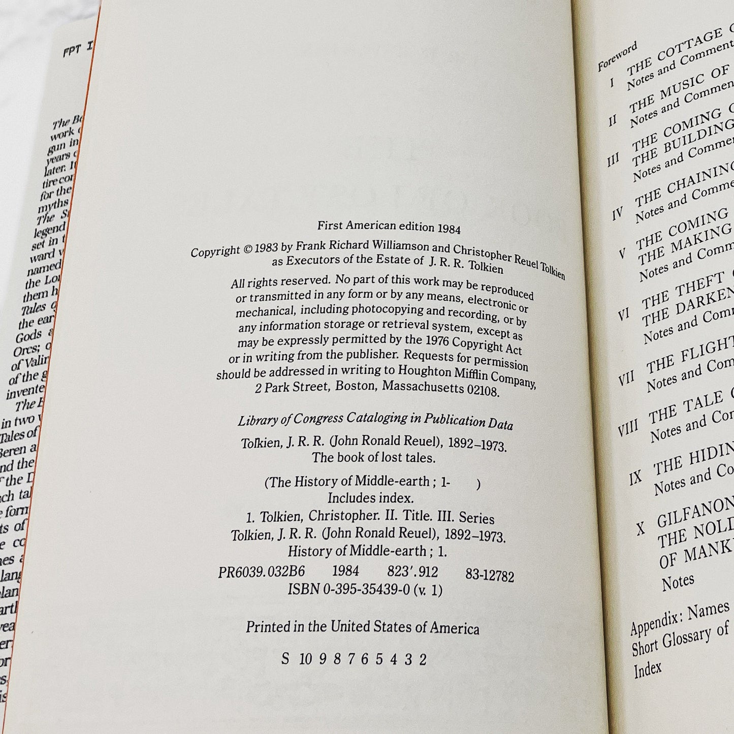 The Book of Lost Tales: Part I by J.R.R. Tolkien [FIRST EDITION] 1984 • Houghton Mifflin