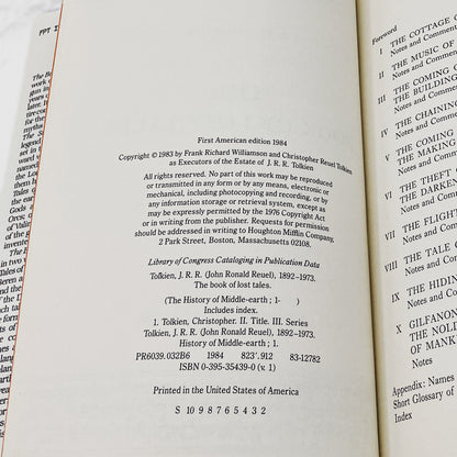 The Book of Lost Tales: Part I by J.R.R. Tolkien [FIRST EDITION] 1984 • Houghton Mifflin