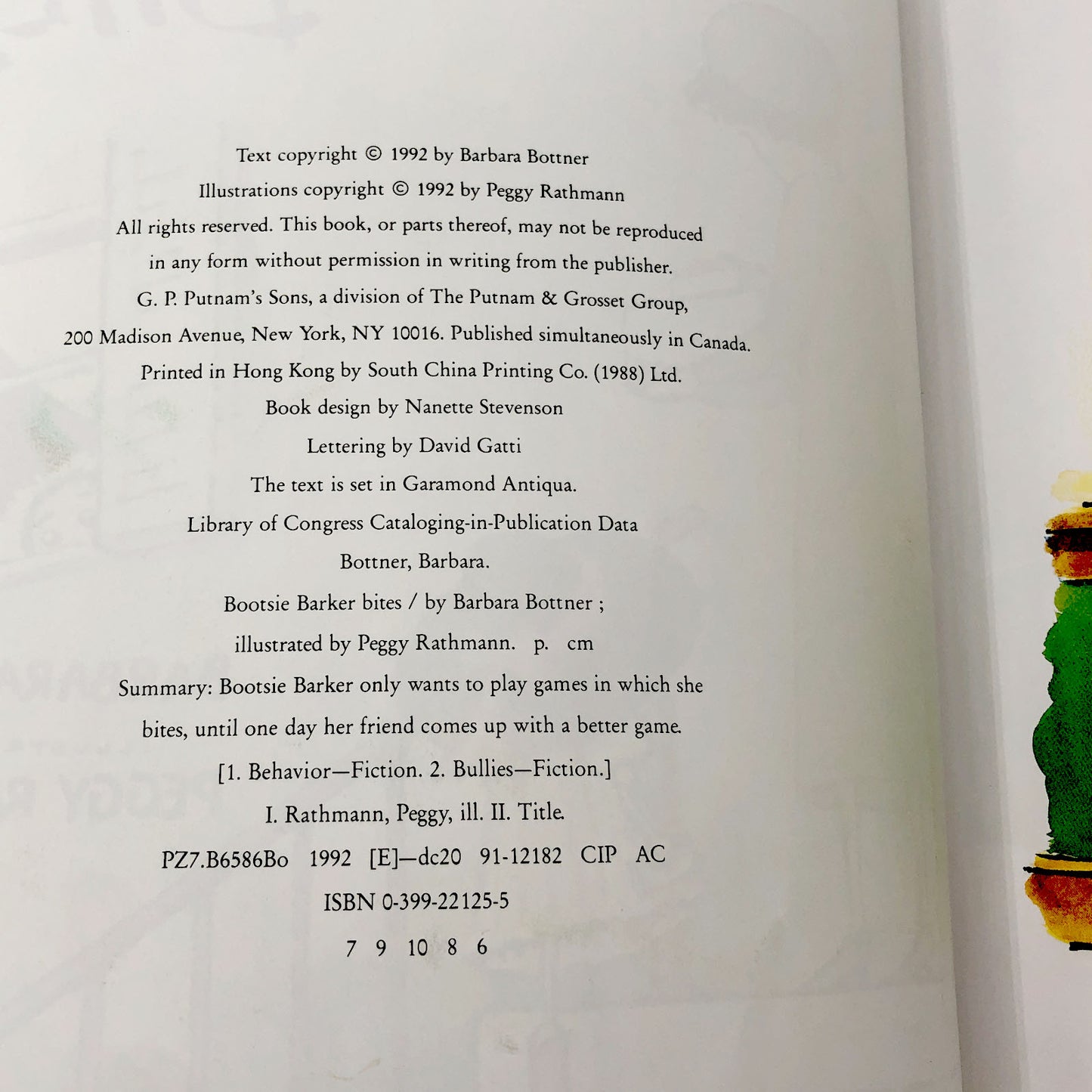 Bootsie Barker Bites by Barbara Bottner [FIRST EDITION] 1992 • G.P. Putnam's Sons