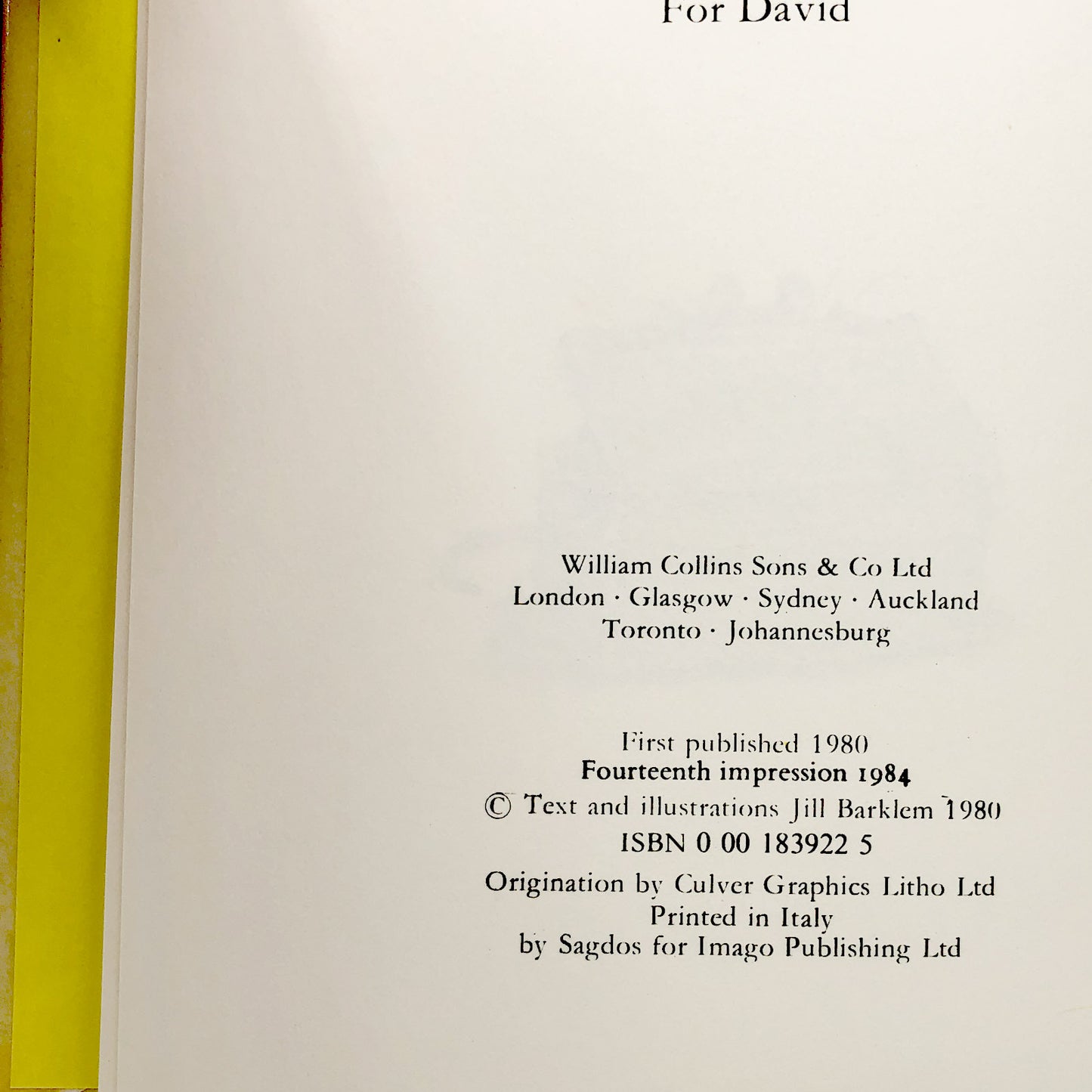 Brambly Hedge #1: Spring Story by Jill Barklem [U.K. FIRST EDITION] 1980 • Collins