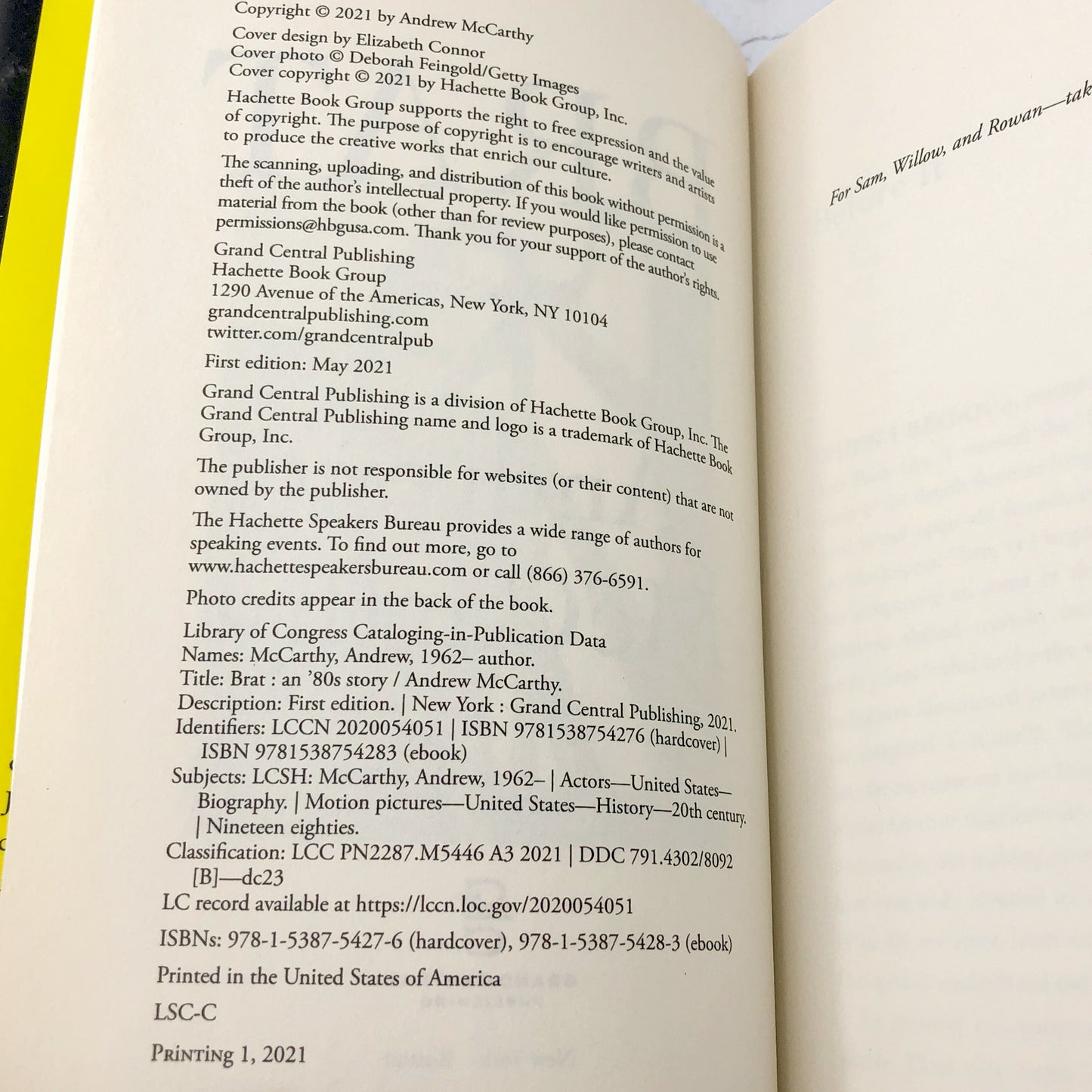 BRAT: An '80s Story by Andrew McCarthy SIGNED! [FIRST EDITION • FIRST PRINTING] 2021