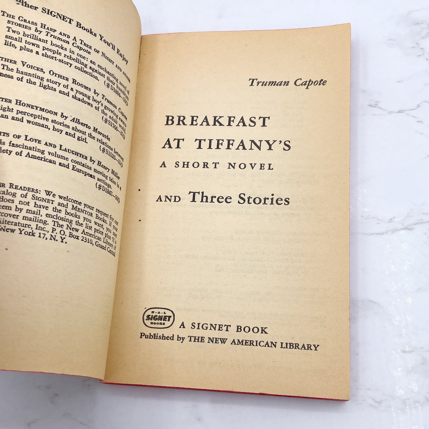 Breakfast at Tiffanys & Three Stories by Truman Capote [MOVIE TIE-IN PAPERBACK] 1961 • Signet