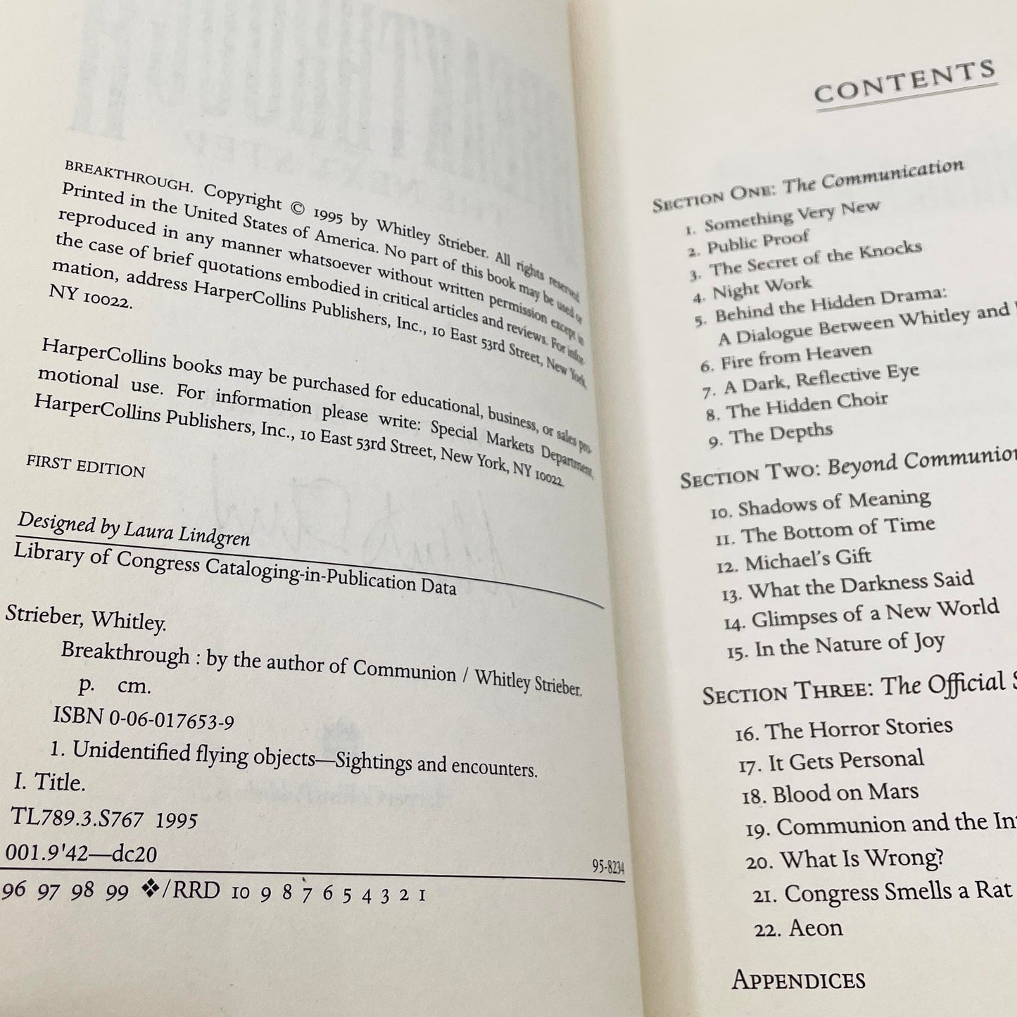 Breakthrough by Whitley Strieber SIGNED! [FIRST EDITION • FIRST PRINTING] 1995 • HarperCollins