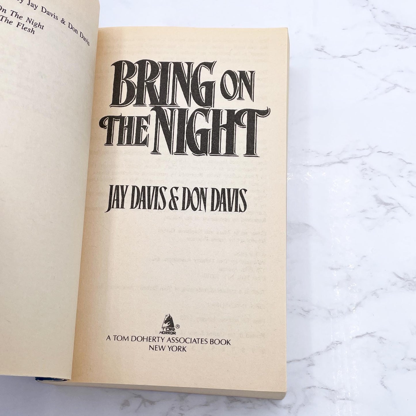 Bring on the Night by Jay Davis & Don Davis [FIRST PAPERBACK PRINTING] 1993 • TOR Horror