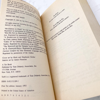 Bring on the Night by Jay Davis & Don Davis [FIRST PAPERBACK PRINTING] 1993 • TOR Horror