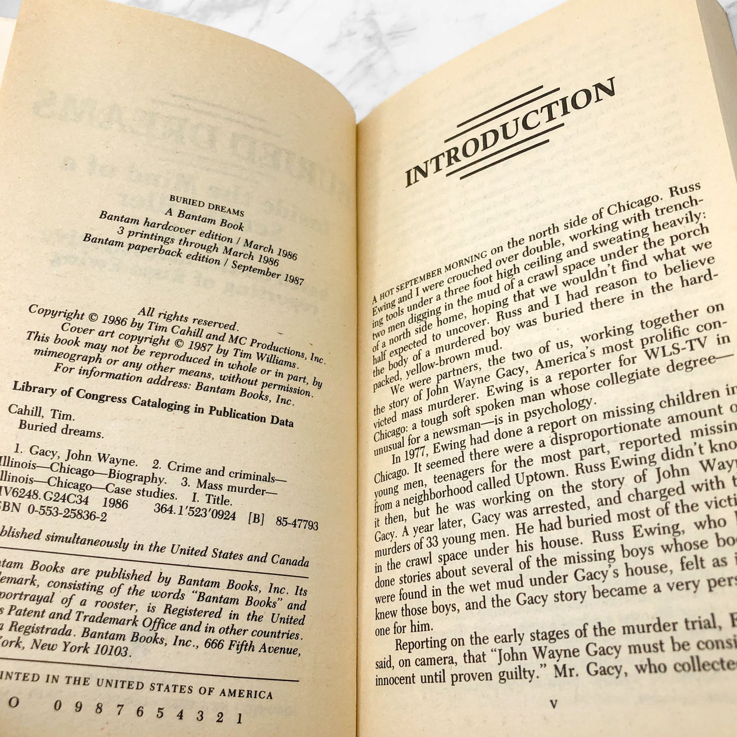 Buried Dreams: Inside the Mind of Serial Killer John Wayne Gacy by Tim Cahill [FIRST PAPERBACK PRINTING] 1987 • Bantam