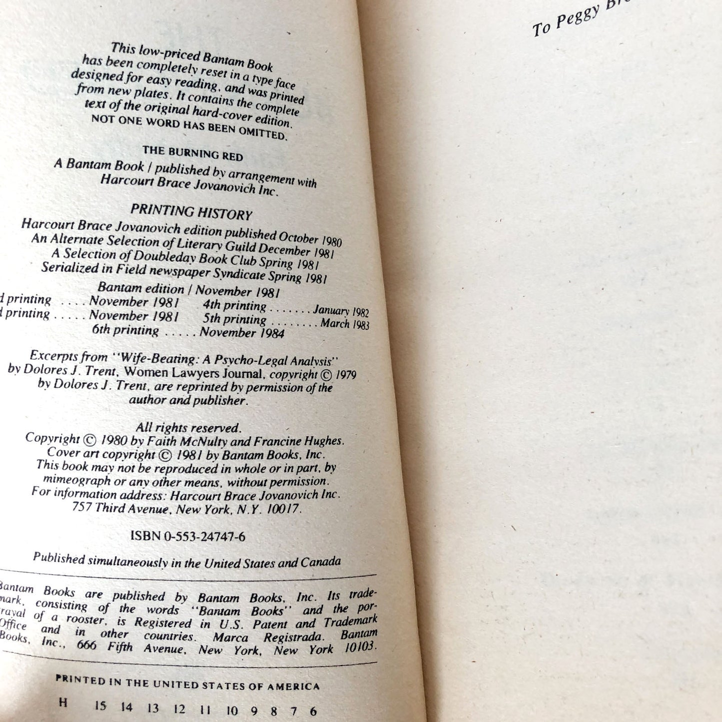 The Burning Bed: The True Story of an Abused Wife by Faith McNulty [FIRST PAPERBACK EDITION] 1984 • Bantam