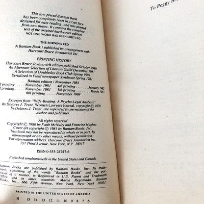 The Burning Bed: The True Story of an Abused Wife by Faith McNulty [FIRST PAPERBACK EDITION] 1984 • Bantam