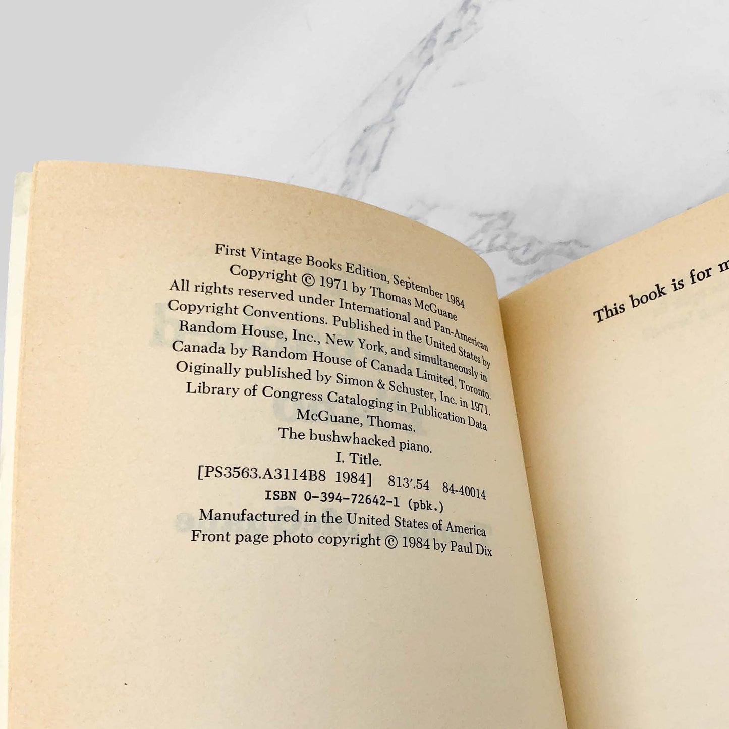 The Bushwhacked Piano by Thomas McGuane [TRADE PAPERBACK] 1984 • Vintage Contemporaries