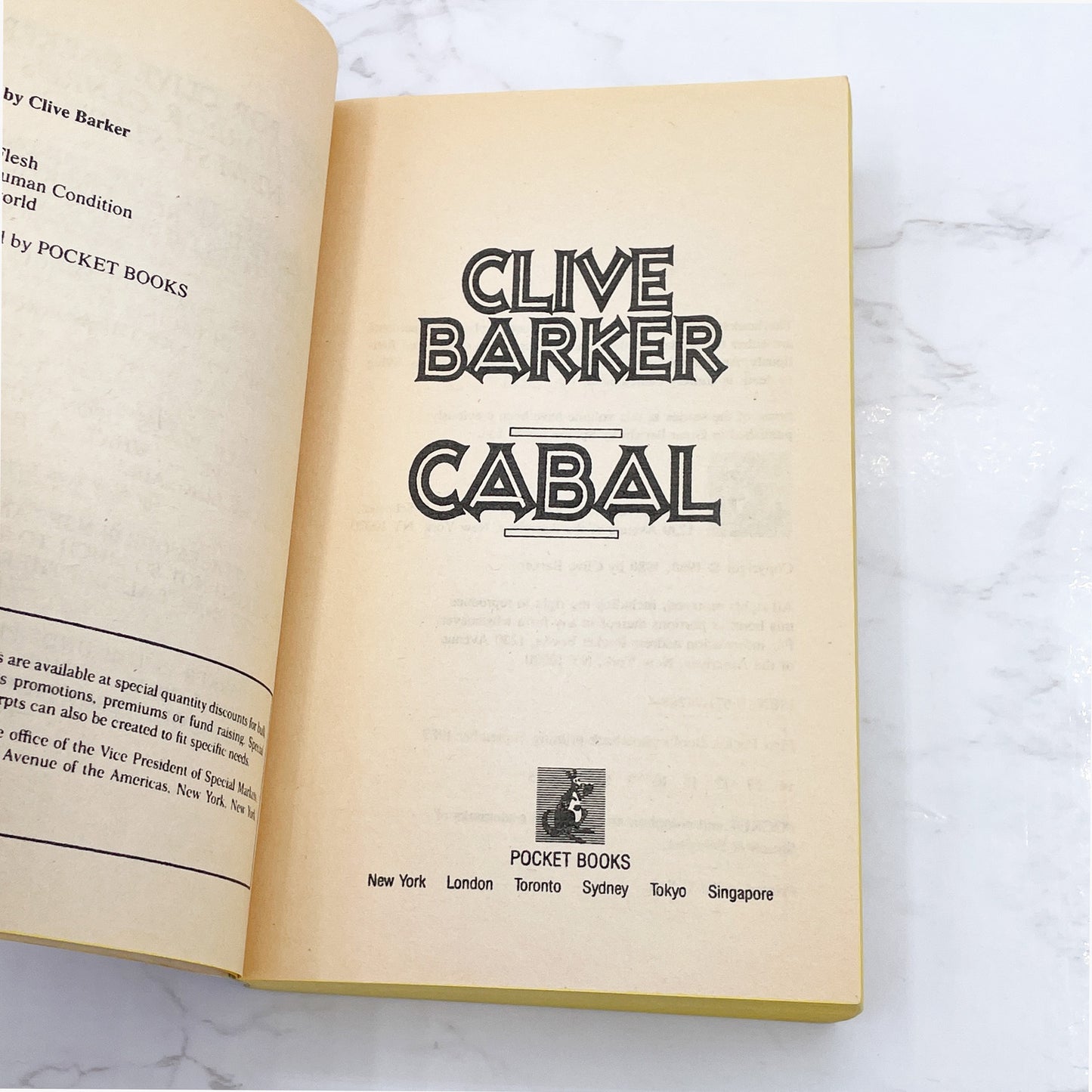 Cabal (Nightbreed) by Clive Barker [FIRST U.S. PAPERBACK EDITION] 1989 • Pocket Books