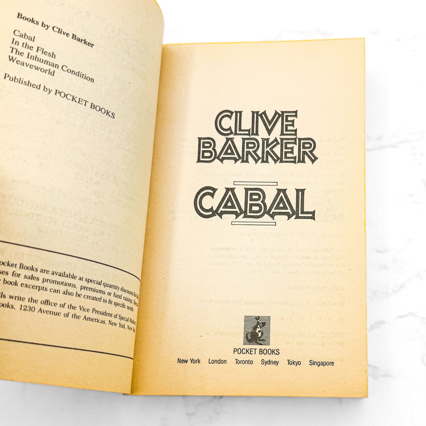 Cabal (Nightbreed) by Clive Barker [FIRST U.S. PAPERBACK EDITION] 1989 • Pocket