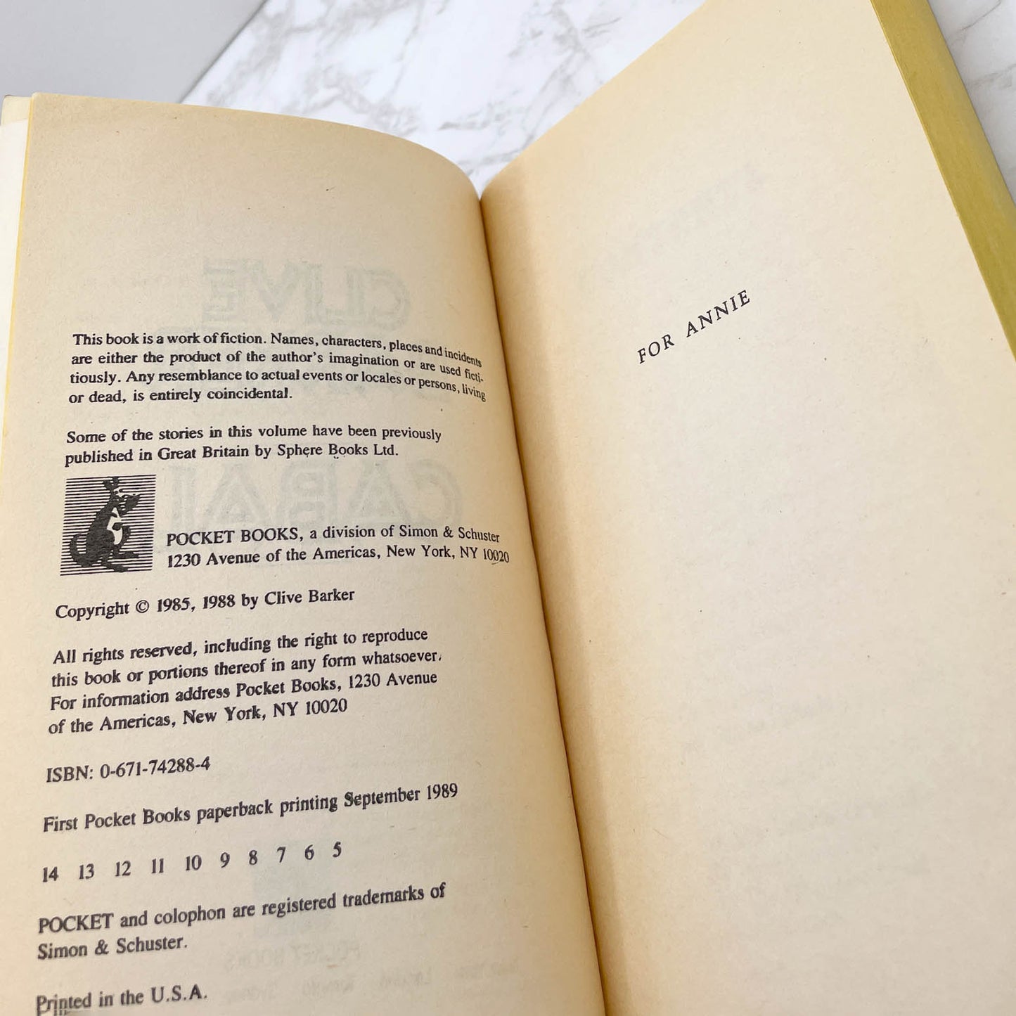 Cabal (Nightbreed) by Clive Barker [FIRST U.S. PAPERBACK EDITION] 1989 • Pocket Books