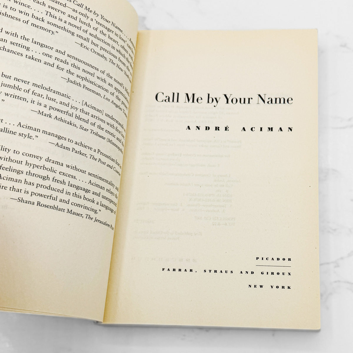 Call Me By Your Name by André Aciman [FIRST PAPERBACK EDITION] 2007 • Picador