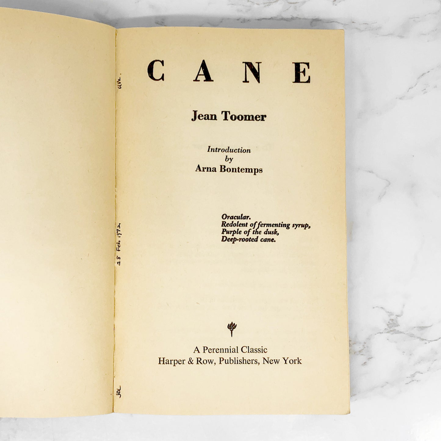 Cane by Jean Toomer [1969 PAPERBACK] • Perennial Classics