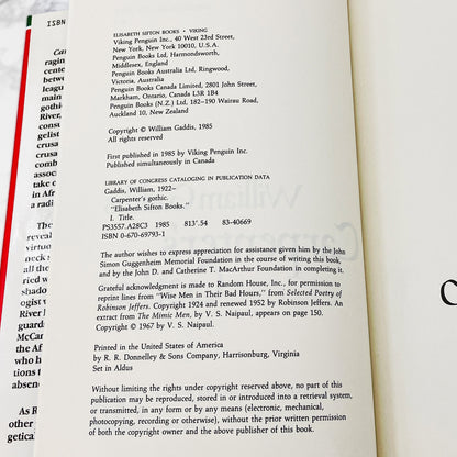 Carpenter's Gothic by William Gaddis [FIRST EDITION • FIRST PRINTING] 1985 • Viking