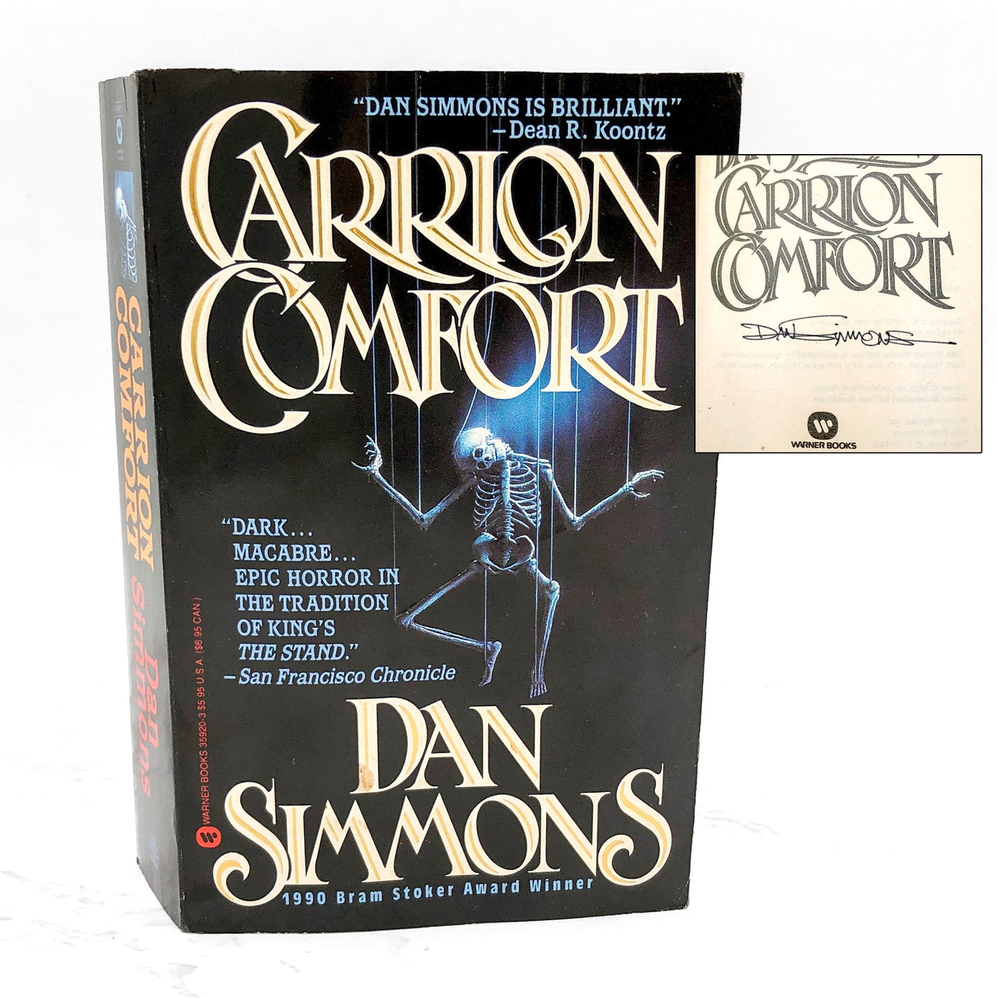 Carrion Comfort by Dan Simmons SIGNED • [FIRST PAPERBACK PRINTING] 1990 • Warner Books *See condition