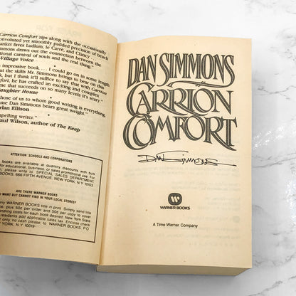 Carrion Comfort by Dan Simmons SIGNED • [FIRST PAPERBACK PRINTING] 1990 • Warner Books *See condition