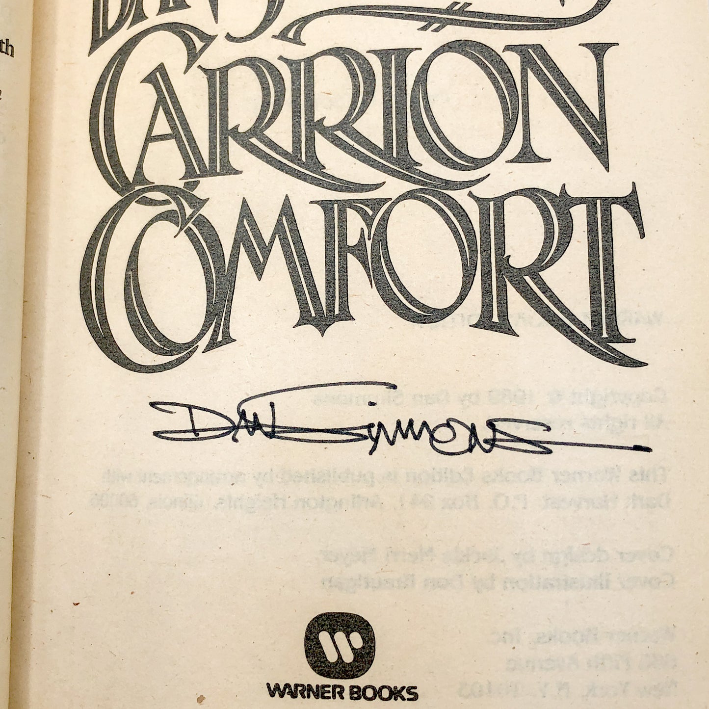Carrion Comfort by Dan Simmons SIGNED • [FIRST PAPERBACK PRINTING] 1990 • Warner Books *See condition