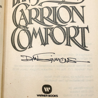 Carrion Comfort by Dan Simmons SIGNED • [FIRST PAPERBACK PRINTING] 1990 • Warner Books *See condition