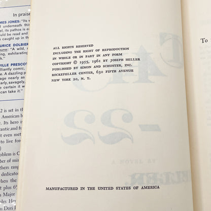 Catch-22 by Joseph Heller [FIRST BOOK CLUB EDITION] 1961 • Simon & Schuster