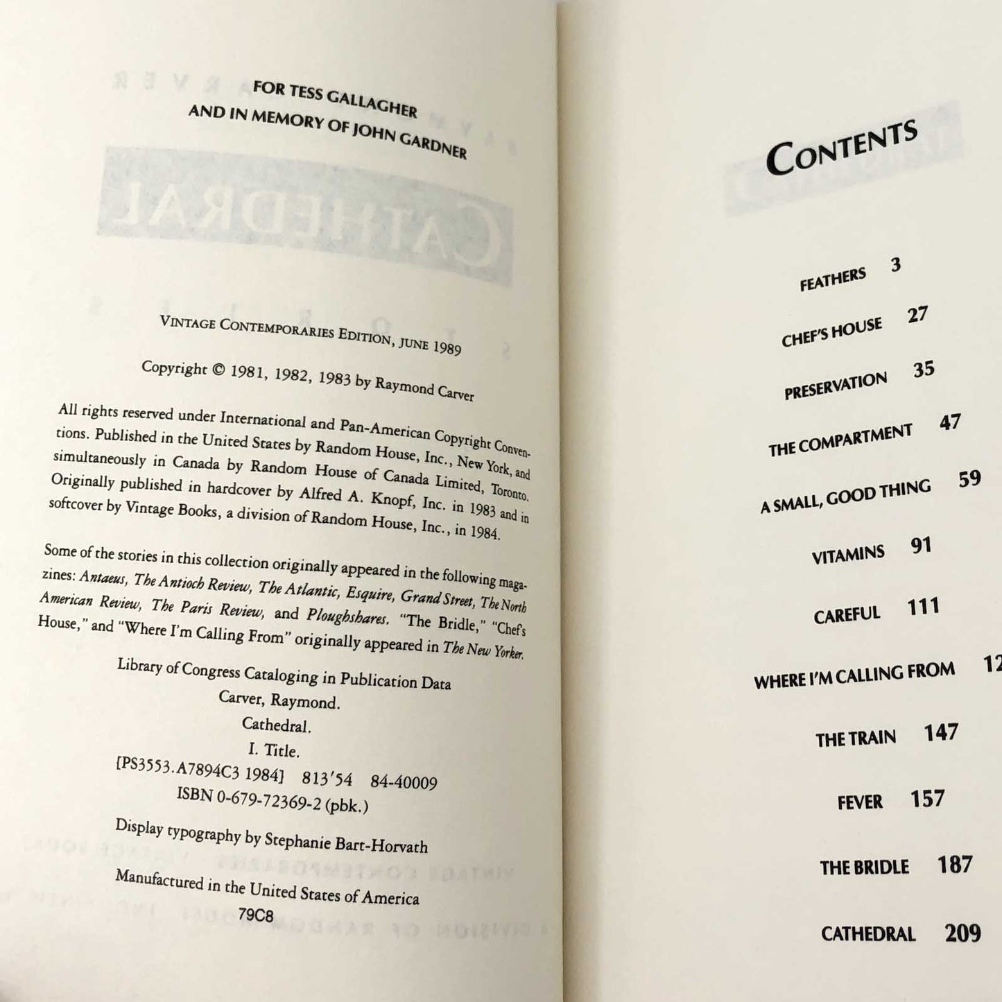 Cathedral by Raymond Carver [TRADE PAPERBACK] 1989 • Vintage *See Condition