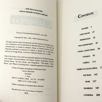 Cathedral by Raymond Carver [TRADE PAPERBACK] 1989 • Vintage *See Condition