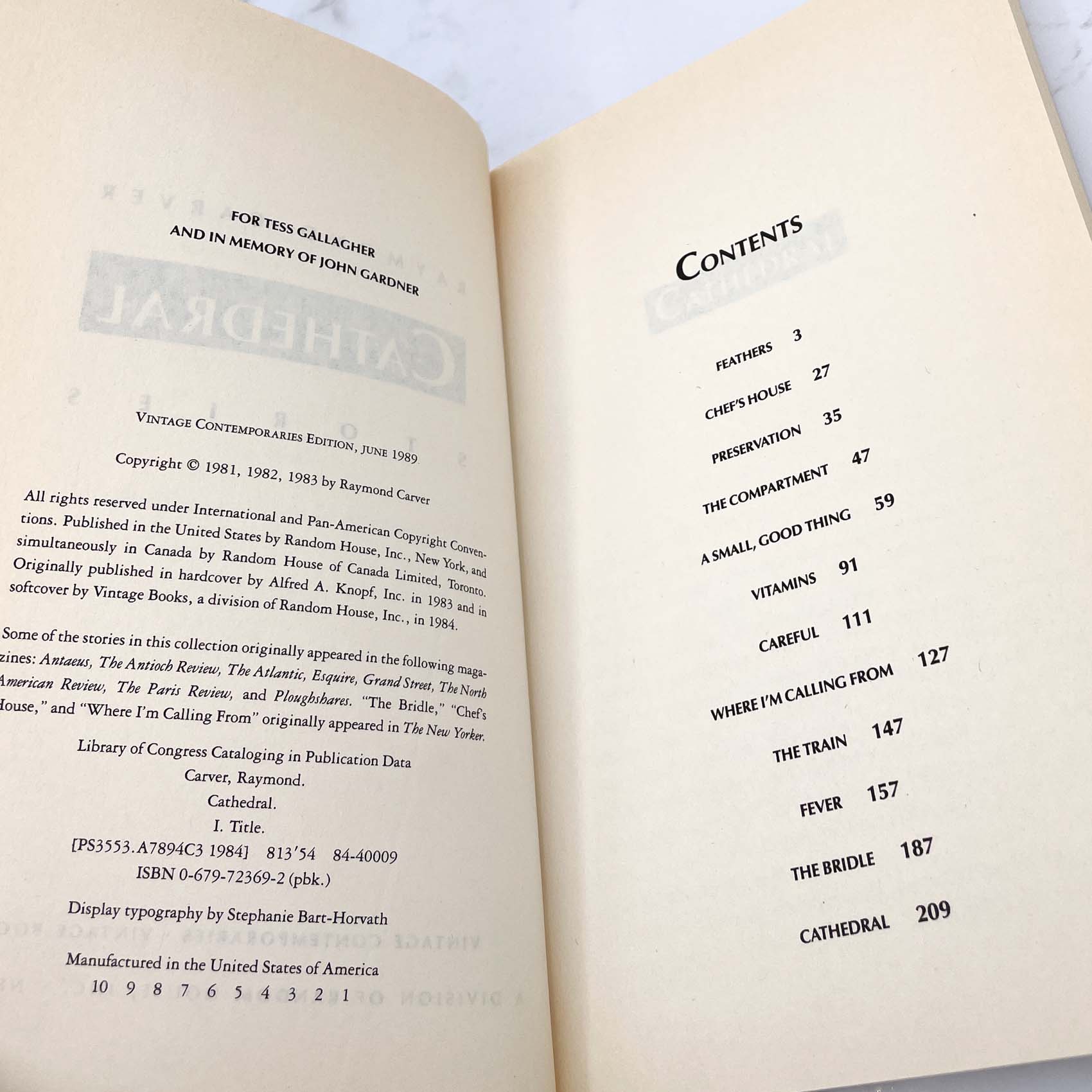 Cathedral by Raymond Carver [TRADE PAPERBACK] 1989 • Vintage