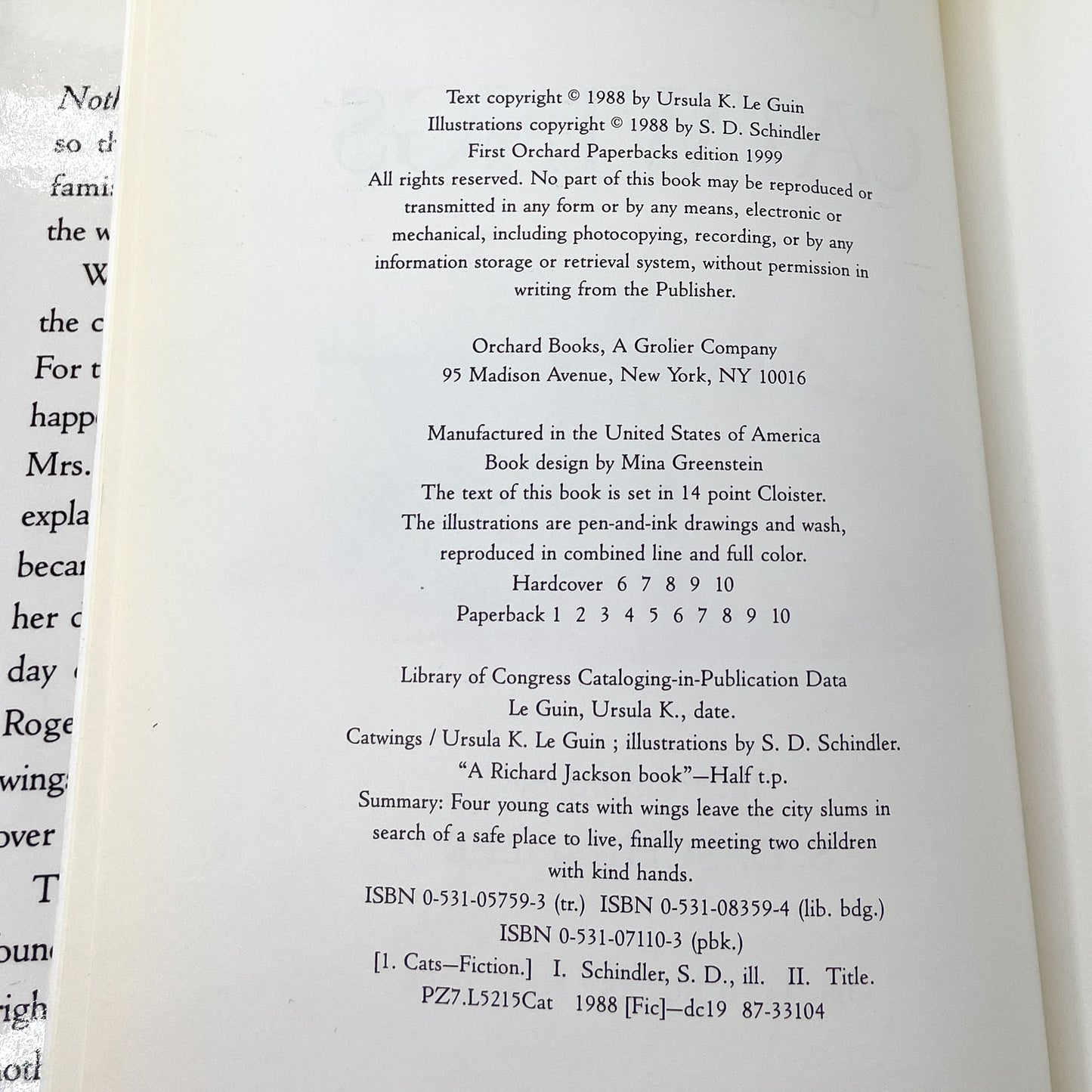 Catwings by Ursula K. Le Guin [FIRST EDITION] 1988 • Orchard Books