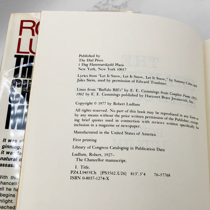 The Chancellor Manuscript by Robert Ludlum [FIRST EDITION • FIRST PRINTING] 1977 • The Dial Press