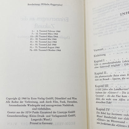Erinnerungen an die Zukunft 'AKA' Chariots of the Gods by Erich von Däniken [GERMAN FIRST EDITION] 1968 • Econ-Verlag • True 1st!