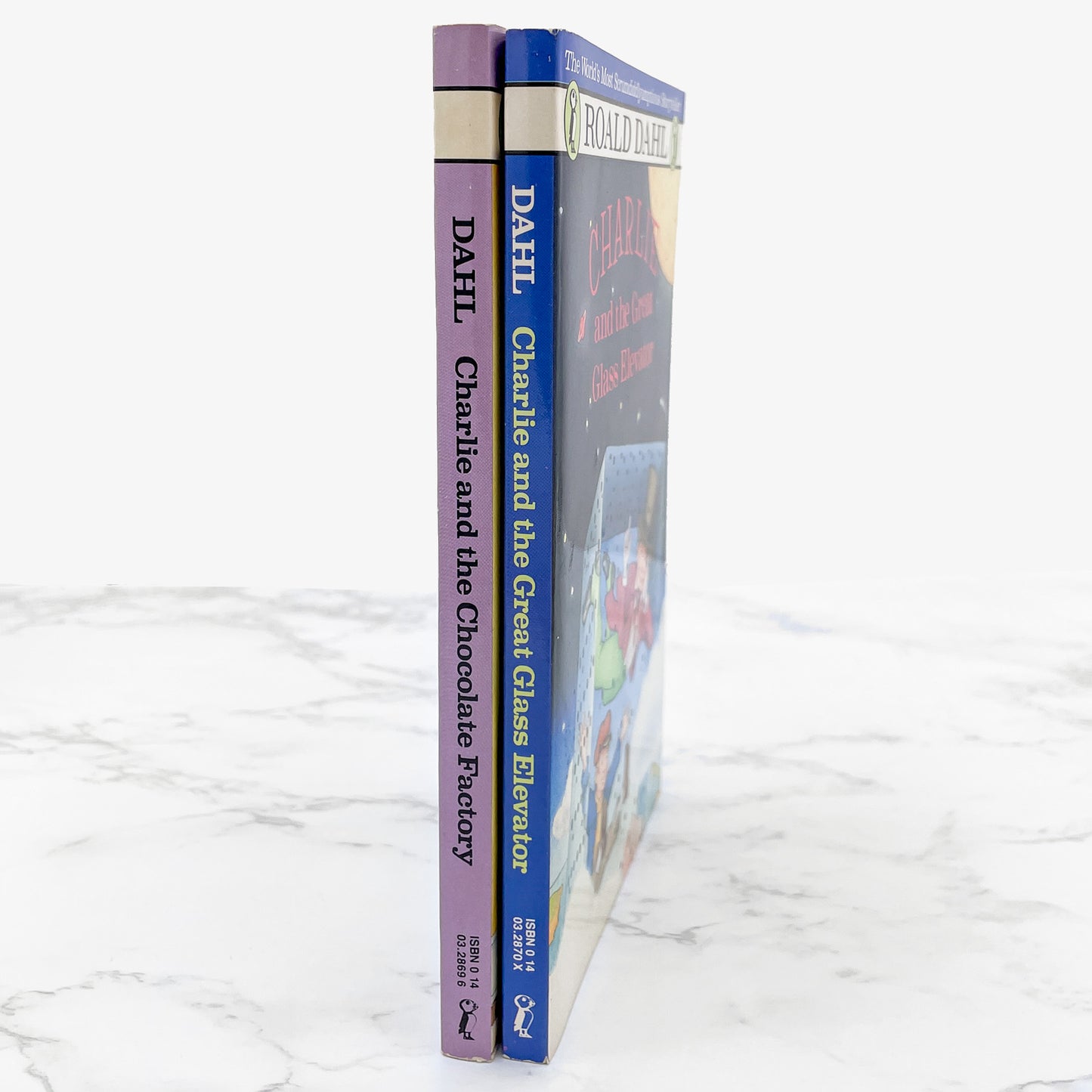 Charlie and the Chocolate Factory & Charlie & the Great Glass Elevator by Roald Dahl [TRADE PAPERBACK SET] 1988 • Puffin Books