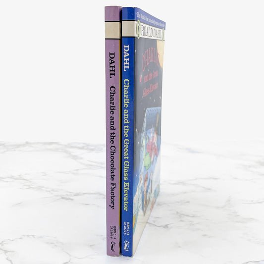 Charlie and the Chocolate Factory & Charlie & the Great Glass Elevator by Roald Dahl [TRADE PAPERBACK SET] 1988 • Puffin Books