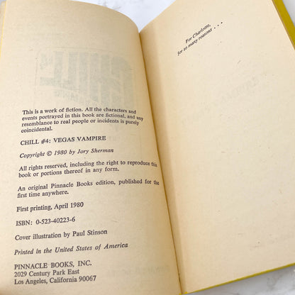 Chill #4: Vegas Vampire by Jory Sherman [FIRST PAPERBACK PRINTING] 1980 • Pinnacle Horror