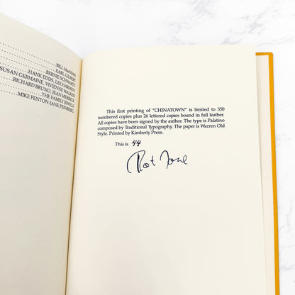 Chinatown: A Screenplay by Robert Towne SIGNED + NUMBERED! [LIMITED FIRST EDITION] #44/350 • 1983 • Neville