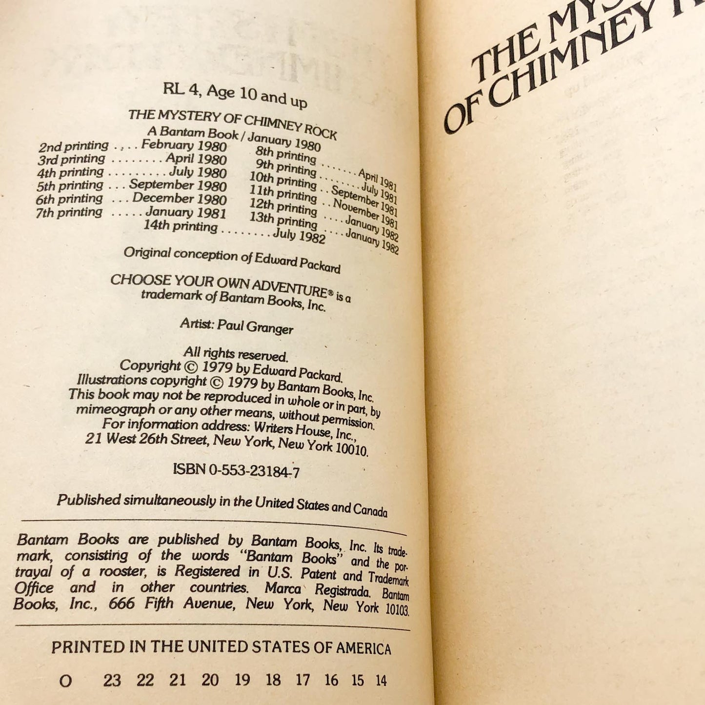 The Mystery of Chimney Rock by Edward Packard [1982 PAPERBACK] Choose Your Own Adventure #5