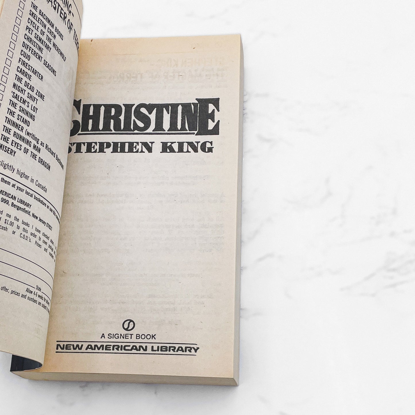 Christine by Stephen King [FIRST PAPERBACK EDITION] 1983 • Signet
