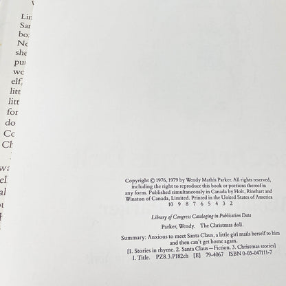 The Christmas Doll by Wendy Mathis Parker [FIRST EDITION] 1979 • Holt, Rinehart & Winston