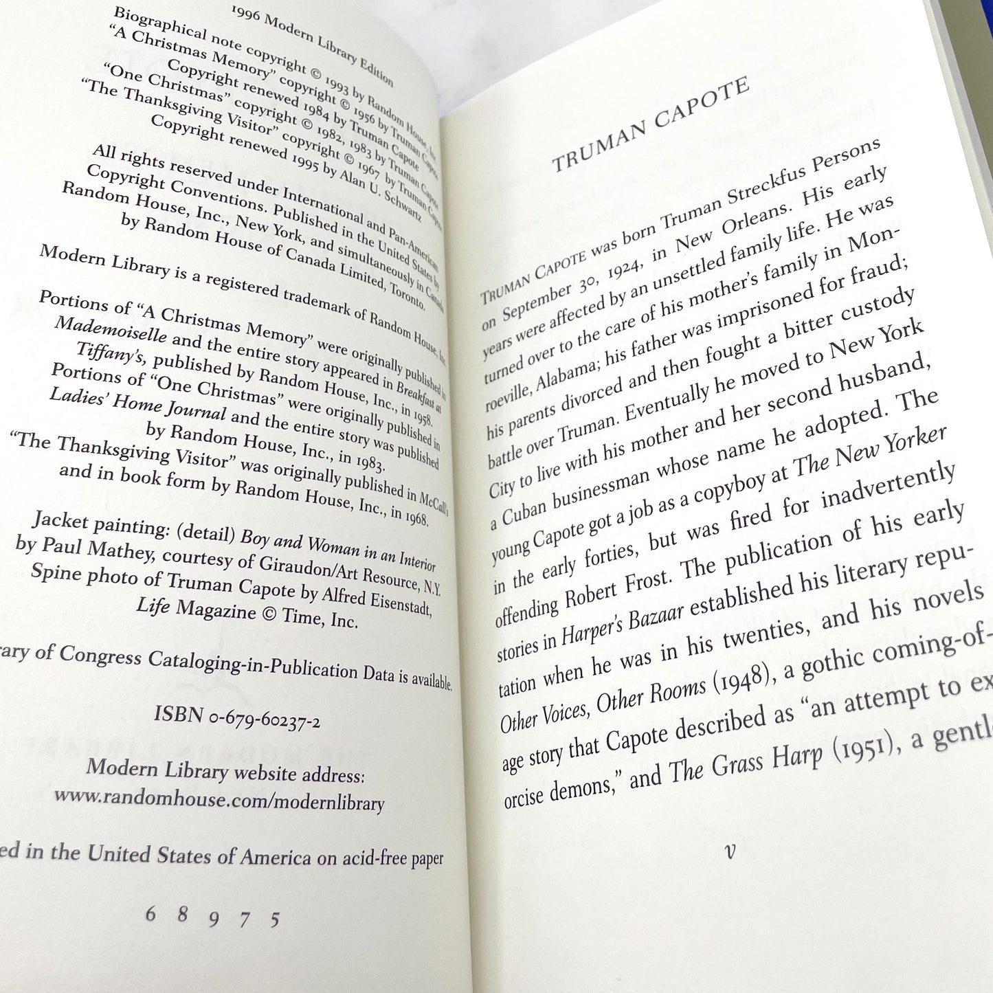 A Christmas Memory, One Christmas & The Thanksgiving Visitor by Truman Capote [FIRST EDITION THUS] • 1996 • The Modern Library