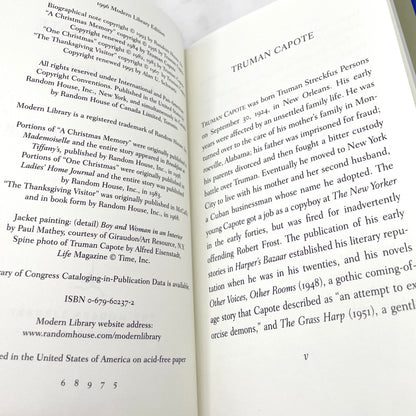 A Christmas Memory, One Christmas & The Thanksgiving Visitor by Truman Capote [FIRST EDITION THUS] • 1996 • The Modern Library