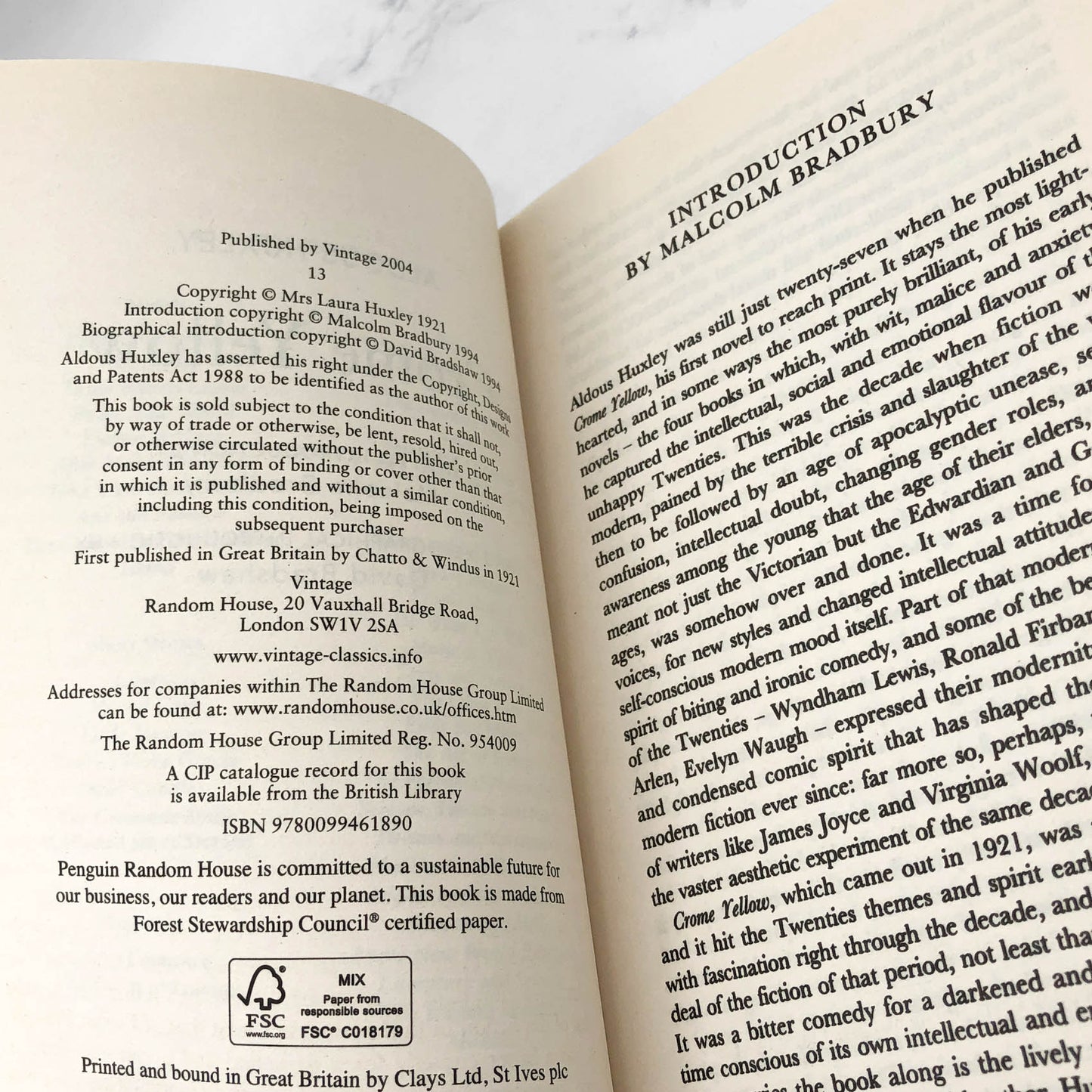 Crome Yellow by Aldous Huxley [U.K. TRADE PAPERBACK] 2004 • Vintage