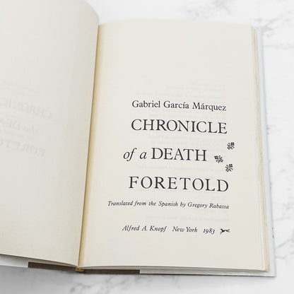Chronicle of a Death Foretold by Gabriel García Márquez [FIRST BOOK CLUB EDITION] 1983 • Knopf