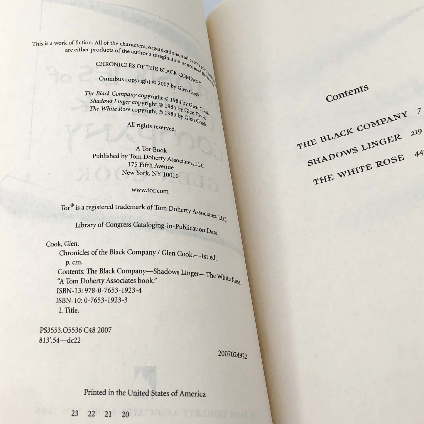 Chronicles of the Black Company by Glen Cook (Black Company #1-3) [TRADE PAPERBACK OMNNIBUS] 2007 • TOR