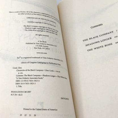Chronicles of the Black Company by Glen Cook (Black Company #1-3) [TRADE PAPERBACK OMNNIBUS] 2007 • TOR