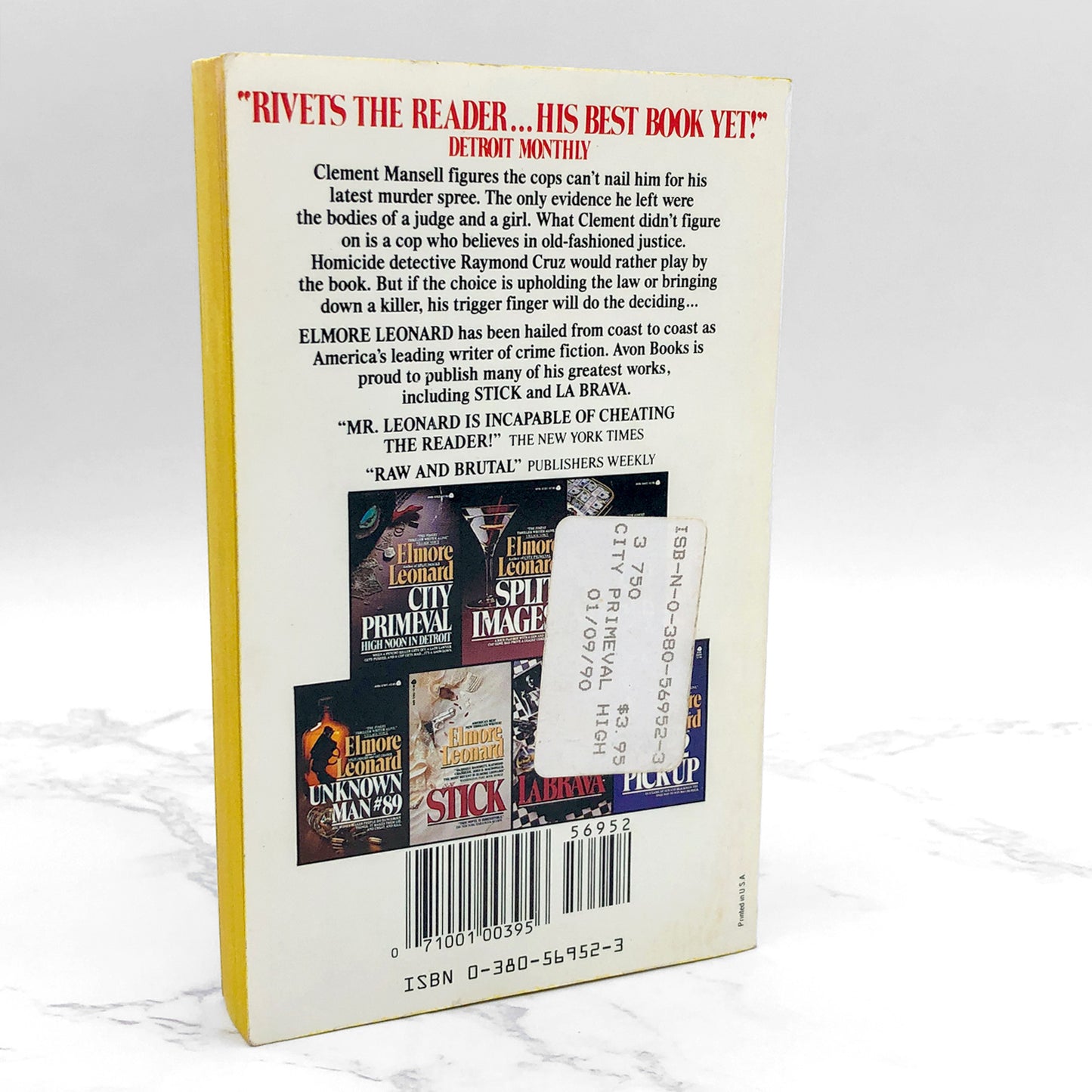 City Primeval: High Noon in Detroit by Elmore Leonard [1987 PAPERBACK] • Avon