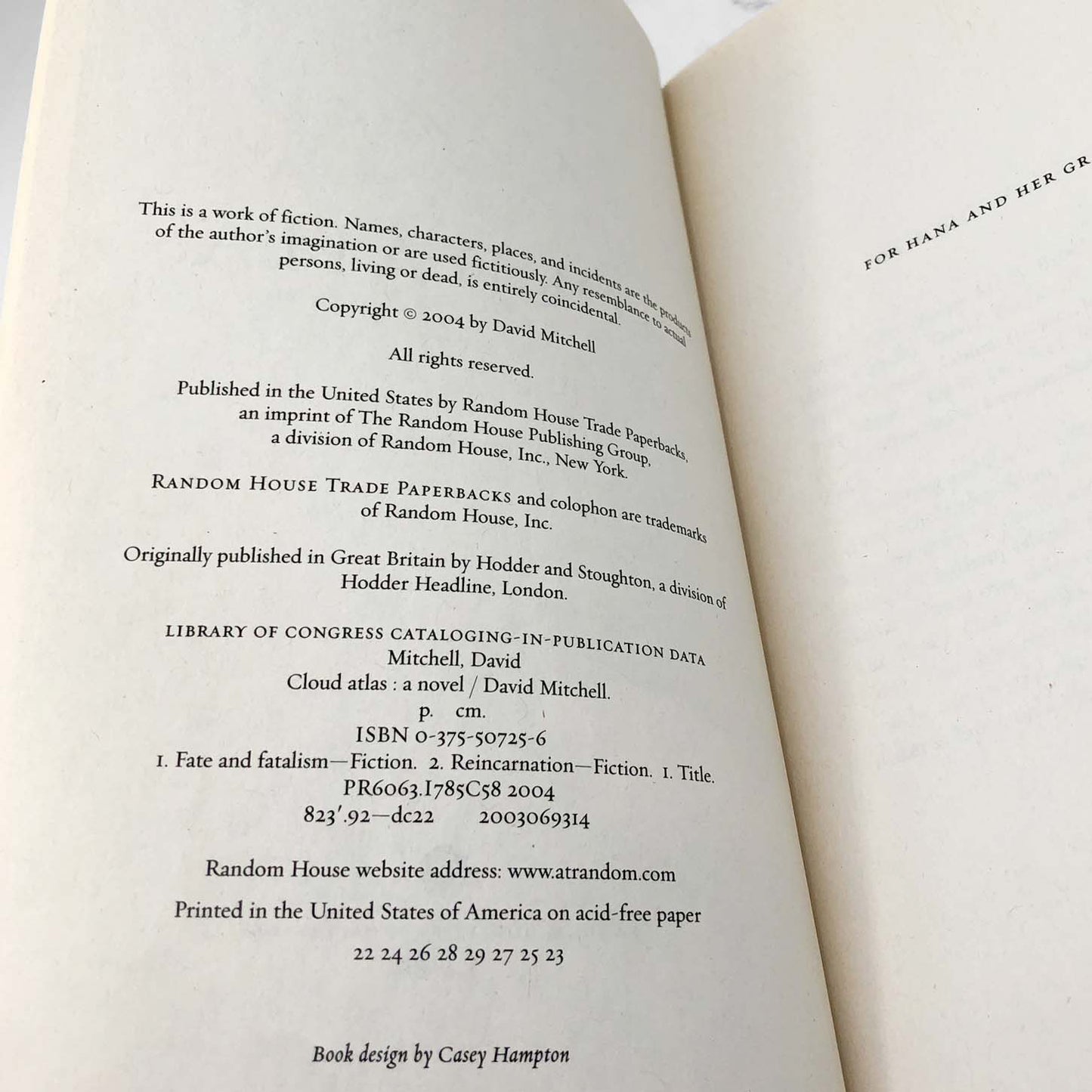 Cloud Atlas by David Mitchell [TRADE PAPERBACK] 2004 • Random House