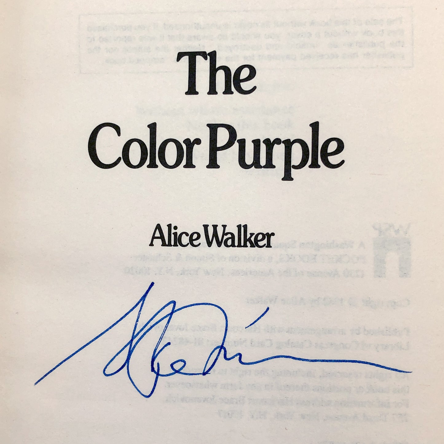 The Color Purple by Alice Walker SIGNED [FIRST PAPERBACK EDITION] 1983 • Washington Square Press • 39th Print / 1992