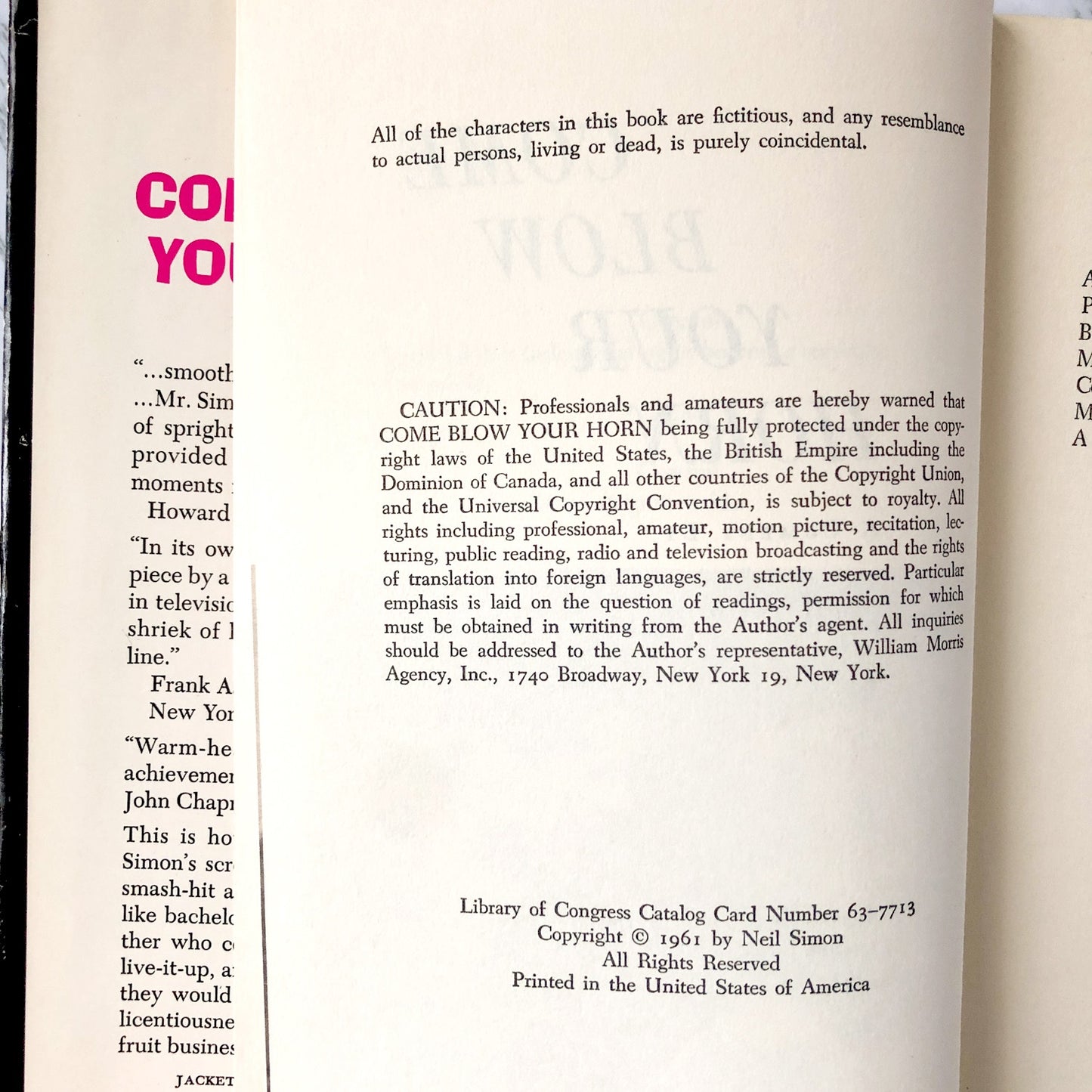 Come Blow Your Horn: A Play by Neil Simon [1961 HARDCOVER] • Fireside Theatre Book Club