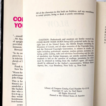 Come Blow Your Horn: A Play by Neil Simon [1961 HARDCOVER] • Fireside Theatre Book Club