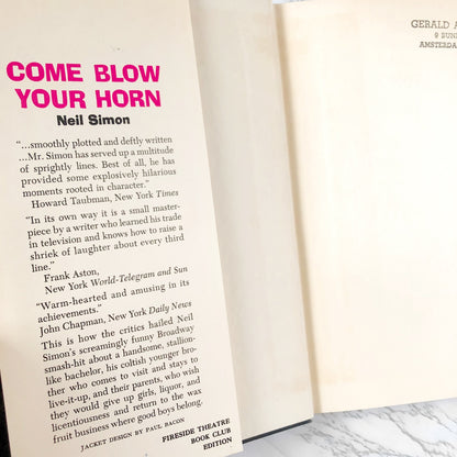 Come Blow Your Horn: A Play by Neil Simon [1961 HARDCOVER] • Fireside Theatre Book Club